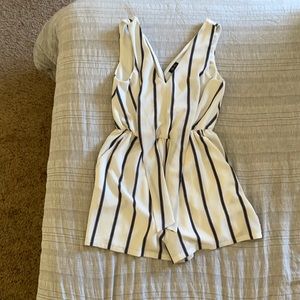 Black and white striped romper